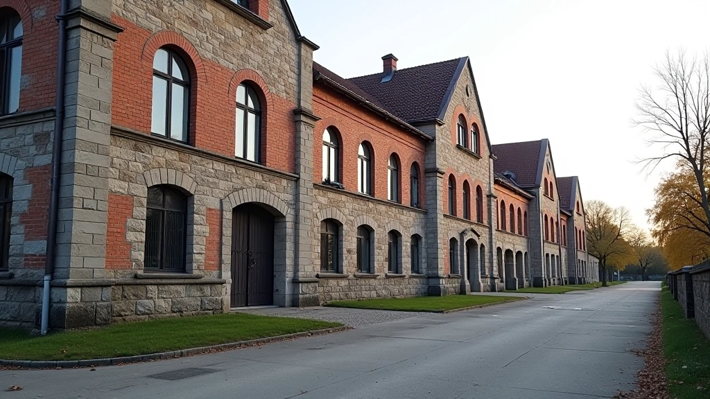 Āgenskalna ražošanas komplekss ar senu arhitektūru un akmens sienām